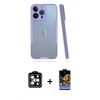 MARSİLYAN™- iPhone 14 Pro Max Kılıf Atlas Asil Serisi - Siyah Buffer Hayalet Cam Ekran Koruyucu + PVD Metal Kamera Lens - TU