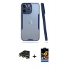 MARSİLYAN™- iPhone 14 Pro Max Kılıf Atlas Asil Serisi - Siyah Buffer Hayalet Cam Ekran Koruyucu + Raze Metal Kamera Lens - GD