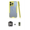 MARSİLYAN™- iPhone 14 Pro Max Kılıf Atlas Asil Serisi - Siyah Joko Magic 5D Hayalet Cam + Turuncu PVD Metal Kamera Lens