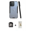 MARSİLYAN™- iPhone 14 Pro Max Kılıf Atlas Asil Serisi - Siyah Mat Seramik Nano Ekran Koruyucu + PVD Metal Kamera Lens - TU