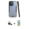 MARSİLYAN™- iPhone 14 Pro Max Kılıf Atlas Asil Serisi - Siyah Polymer Nano Ekran Koruyucu + Siyah Bilvis Titan Kamera Lens