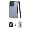 MARSİLYAN™- iPhone 14 Pro Max Kılıf Atlas Asil Serisi - Siyah Polymer Nano Ekran Koruyucu + PVD Metal Kamera Lens - TU