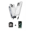 MARSİLYAN™- iPhone 14 Pro Max Kılıf Atlas Doku Koleksiyonu - Siyah 360 Mat Full Body Arka Koruyucu + PVD Metal Kamera Lens - TU