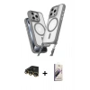 MARSİLYAN™- iPhone 14 Pro Max Kılıf Atlas Doku Koleksiyonu - Siyah Bilvis 3D Mat Cam Ekran Koruyucu + Raze Metal Kamera Lens - GD