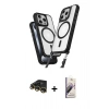 MARSİLYAN™- iPhone 14 Pro Max Kılıf Atlas Doku Koleksiyonu - Siyah Bilvis 3D Mat Cam Ekran Koruyucu + Raze Metal Kamera Lens - GD