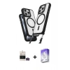 MARSİLYAN™- iPhone 14 Pro Max Kılıf Atlas Doku Koleksiyonu - Siyah Bilvis 5in1 3D Magic Cam Ekran Koruyucu + Bilvis Titan Kamera Lens - GD