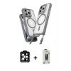 MARSİLYAN™- iPhone 14 Pro Max Kılıf Atlas Doku Koleksiyonu - Siyah Bilvis Hayalet Cam Ekran Koruyucu + PVD Metal Kamera Lens - TU