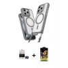 MARSİLYAN™- iPhone 14 Pro Max Kılıf Atlas Doku Koleksiyonu - Siyah Buffer Cam Ekran Koruyucu + Bilvis Titan Kamera Lens - GD