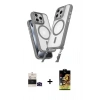MARSİLYAN™- iPhone 14 Pro Max Kılıf Atlas Doku Koleksiyonu - Siyah Buffer Cam Ekran Koruyucu + Bilvis Titan Kamera Lens - SH