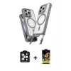 MARSİLYAN™- iPhone 14 Pro Max Kılıf Atlas Doku Koleksiyonu - Siyah Buffer Cam Ekran Koruyucu + PVD Metal Kamera Lens - TU