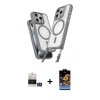 MARSİLYAN™- iPhone 14 Pro Max Kılıf Atlas Doku Koleksiyonu - Siyah Buffer Hayalet Cam Ekran Koruyucu + Bilvis Titan Kamera Lens - GS
