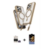 MARSİLYAN™- iPhone 14 Pro Max Kılıf Atlas Doku Koleksiyonu - Siyah Buffer Hayalet Cam Ekran Koruyucu + Bilvis Titan Kamera Lens - GS