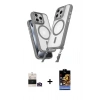 MARSİLYAN™- iPhone 14 Pro Max Kılıf Atlas Doku Koleksiyonu - Siyah Buffer Hayalet Cam Ekran Koruyucu + Gold Bilvis Titan Kamera Lens