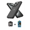 MARSİLYAN™- iPhone 14 Pro Max Kılıf Atlas Form - Siyah 18D Cam Ekran Koruyucu + PVD Metal Kamera Lens - TU