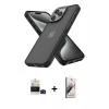 MARSİLYAN™- iPhone 14 Pro Max Kılıf Atlas Form - Siyah Bilvis 3D Mat Cam Ekran Koruyucu + Bilvis Titan Kamera Lens - SH