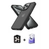 MARSİLYAN™- iPhone 14 Pro Max Kılıf Atlas Form - Siyah Bilvis 5in1 5D Magic Hayalet Cam Ekran Koruyucu + PVD Metal Kamera Lens - TU