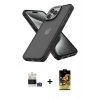 MARSİLYAN™- iPhone 14 Pro Max Kılıf Atlas Form - Siyah Buffer Cam Ekran Koruyucu + Bilvis Titan Kamera Lens - GS