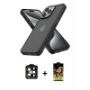 MARSİLYAN™- iPhone 14 Pro Max Kılıf Atlas Form - Siyah Buffer Cam Ekran Koruyucu + PVD Metal Kamera Lens - TU