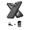MARSİLYAN™- iPhone 14 Pro Max Kılıf Atlas Form - Siyah Buffer Hayalet Cam Ekran Koruyucu + Bilvis Titan Kamera Lens - GS