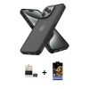 MARSİLYAN™- iPhone 14 Pro Max Kılıf Atlas Form - Siyah Buffer Hayalet Cam Ekran Koruyucu + Bilvis Titan Kamera Lens - GD