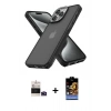 MARSİLYAN™- iPhone 14 Pro Max Kılıf Atlas Form - Siyah Buffer Hayalet Cam Ekran Koruyucu + Bilvis Titan Kamera Lens - DNMR