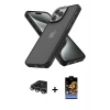 MARSİLYAN™- iPhone 14 Pro Max Kılıf Atlas Form - Siyah Buffer Hayalet Cam Ekran Koruyucu + Raze Metal Kamera Lens - GS
