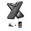 MARSİLYAN™- iPhone 14 Pro Max Kılıf Atlas Form - Siyah Buffer Hayalet Cam Ekran Koruyucu + Siyah Bilvis Titan Kamera Lens