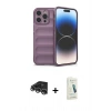 MARSİLYAN™- iPhone 14 Pro Max Kılıf Atlas Koleksiyonu - Şeffaf Pasifik Cam Ekran Koruyucu + Raze Metal Kamera Lens - GS