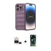 MARSİLYAN™- iPhone 14 Pro Max Kılıf Atlas Koleksiyonu - Siyah 360 Mat Full Body Arka Koruyucu + Bilvis Titan Kamera Lens - SH
