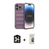 MARSİLYAN™- iPhone 14 Pro Max Kılıf Atlas Koleksiyonu - Siyah 6D Mat Seramik Hayalet Nano Ekran Koruyucu + PVD Metal Kamera Lens - TU