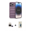 MARSİLYAN™- iPhone 14 Pro Max Kılıf Atlas Koleksiyonu - Siyah 6D Mat Seramik Hayalet Nano Ekran Koruyucu + Bilvis Titan Kamera Lens - GS