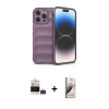 MARSİLYAN™- iPhone 14 Pro Max Kılıf Atlas Koleksiyonu - Siyah Bilvis 3D Mat Cam Ekran Koruyucu + Derin Mor Bilvis Titan Kamera Lens