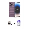 MARSİLYAN™- iPhone 14 Pro Max Kılıf Atlas Koleksiyonu - Siyah Bilvis 5in1 3D Magic Cam Ekran Koruyucu + Bilvis Titan Kamera Lens - DNMR