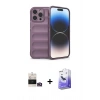 MARSİLYAN™- iPhone 14 Pro Max Kılıf Atlas Koleksiyonu - Siyah Bilvis 5in1 5D Magic Hayalet Cam Ekran Koruyucu + Bilvis Titan Kamera Lens - GD