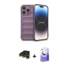 MARSİLYAN™- iPhone 14 Pro Max Kılıf Atlas Koleksiyonu - Siyah Bilvis 5in1 5D Magic Hayalet Cam Ekran Koruyucu + Raze Metal Kamera Lens - GD