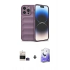 MARSİLYAN™- iPhone 14 Pro Max Kılıf Atlas Koleksiyonu - Siyah Bilvis 5in1 5D Magic Hayalet Cam Ekran Koruyucu + Bilvis Titan Kamera Lens - GS