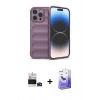 MARSİLYAN™- iPhone 14 Pro Max Kılıf Atlas Koleksiyonu - Siyah Bilvis 5in1 5D Magic Hayalet Cam Ekran Koruyucu + Bilvis Titan Kamera Lens - DNMR