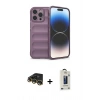 MARSİLYAN™- iPhone 14 Pro Max Kılıf Atlas Koleksiyonu - Siyah Bilvis Hayalet Cam Ekran Koruyucu + Raze Metal Kamera Lens - GD
