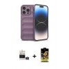 MARSİLYAN™- iPhone 14 Pro Max Kılıf Atlas Koleksiyonu - Siyah Buffer Cam Ekran Koruyucu + Bilvis Titan Kamera Lens - GS