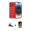 MARSİLYAN™- iPhone 14 Pro Max Kılıf Atlas Koleksiyonu - Siyah Buffer Cam Ekran Koruyucu + Bilvis Titan Kamera Lens - GS