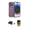MARSİLYAN™- iPhone 14 Pro Max Kılıf Atlas Koleksiyonu - Siyah Buffer Cam Ekran Koruyucu + Raze Metal Kamera Lens - GD