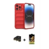 MARSİLYAN™- iPhone 14 Pro Max Kılıf Atlas Koleksiyonu - Siyah Buffer Cam Ekran Koruyucu + Raze Metal Kamera Lens - GD