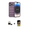 MARSİLYAN™- iPhone 14 Pro Max Kılıf Atlas Koleksiyonu - Siyah Buffer Cam Ekran Koruyucu + Siyah Bilvis Titan Kamera Lens