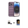 MARSİLYAN™- iPhone 14 Pro Max Kılıf Atlas Koleksiyonu - Siyah Buffer Hayalet Cam Ekran Koruyucu + Bilvis Titan Kamera Lens - GS