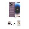 MARSİLYAN™- iPhone 14 Pro Max Kılıf Atlas Koleksiyonu - Siyah Mat Seramik Nano Ekran Koruyucu + Bilvis Titan Kamera Lens - DNMR