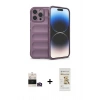 MARSİLYAN™- iPhone 14 Pro Max Kılıf Atlas Koleksiyonu - Siyah Mat Seramik Nano Ekran Koruyucu + Bilvis Titan Kamera Lens - GD