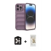 MARSİLYAN™- iPhone 14 Pro Max Kılıf Atlas Koleksiyonu - Siyah Mat Seramik Nano Ekran Koruyucu + PVD Metal Kamera Lens - TU