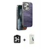 MARSİLYAN™- iPhone 14 Pro Max Kılıf Atlas Minimal Özel Seri - Şeffaf Pasifik Cam Ekran Koruyucu + Turuncu PVD Metal Kamera Lens