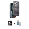 MARSİLYAN™- iPhone 14 Pro Max Kılıf Atlas Minimal Özel Seri - Şeffaf Royal Nano Ekran Koruyucu + Turuncu PVD Metal Kamera Lens