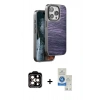 MARSİLYAN™- iPhone 14 Pro Max Kılıf Atlas Minimal Özel Seri - Şeffaf Royal Nano Ekran Koruyucu + Turuncu PVD Metal Kamera Lens